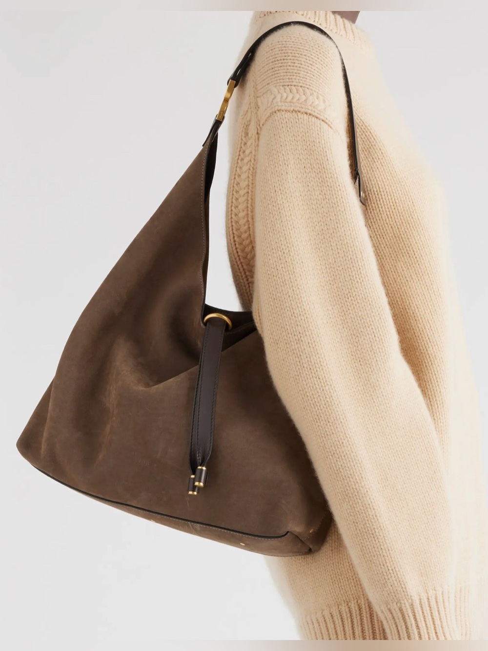 LIKE NEW Chloé Marcie Suede Hobo Bag in flannel grey - Picture 2 of 8